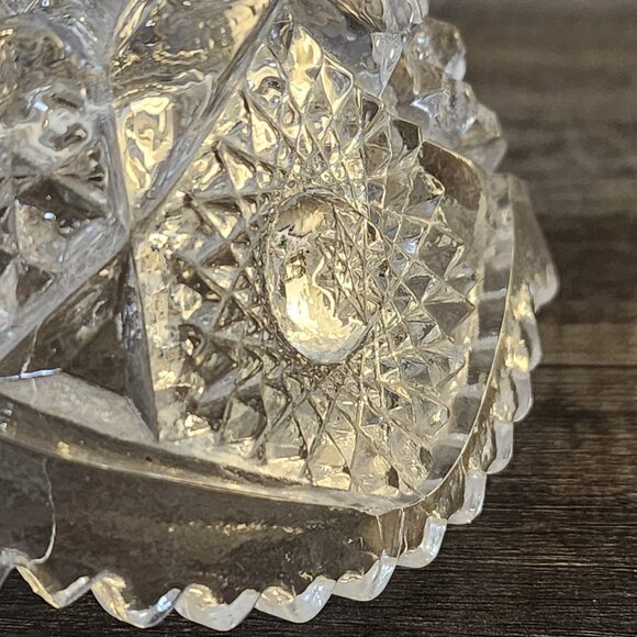 Vintage Open Glass Oval Candy Nut Dish Sawtooth Rim Heavy Clear - Picture 10 of 16